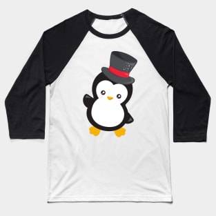 New Year Penguin, Penguin With Top Hat, Party Baseball T-Shirt